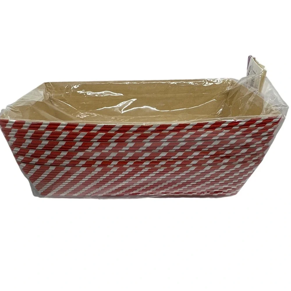 Welcome‎ Home Brands 6pc Paper Baking Pans Red White Stripe Oven Safe Loaf Pans